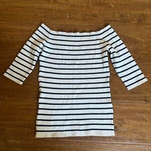 Zara Ribbed Knit Top with Black Stripes